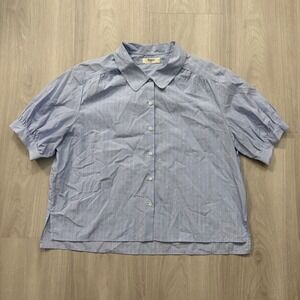 Bonpoint Shirt Women Paris Blue Pinstripe Button Down Shirt Size 42